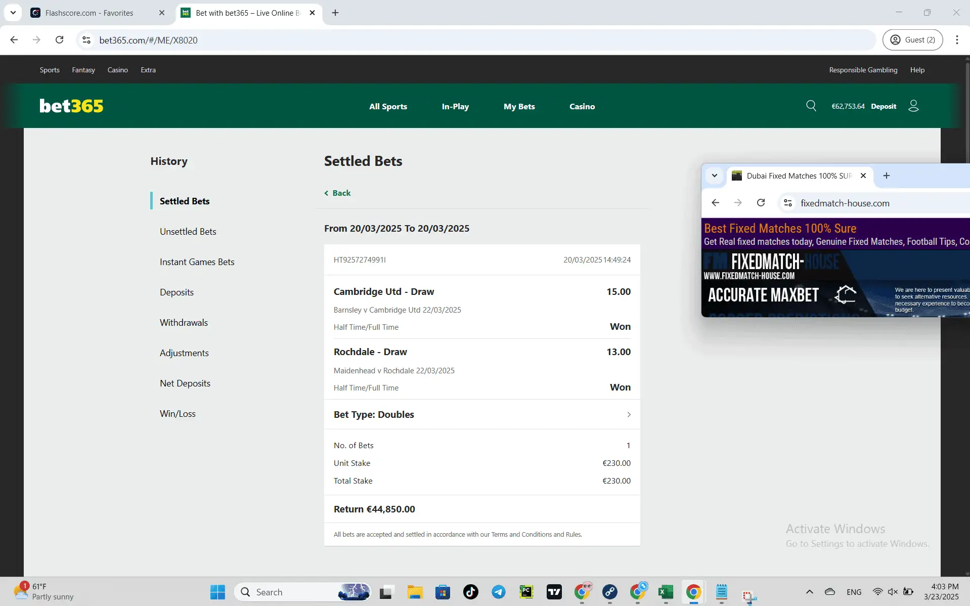 Soccer fixed matches 1x2