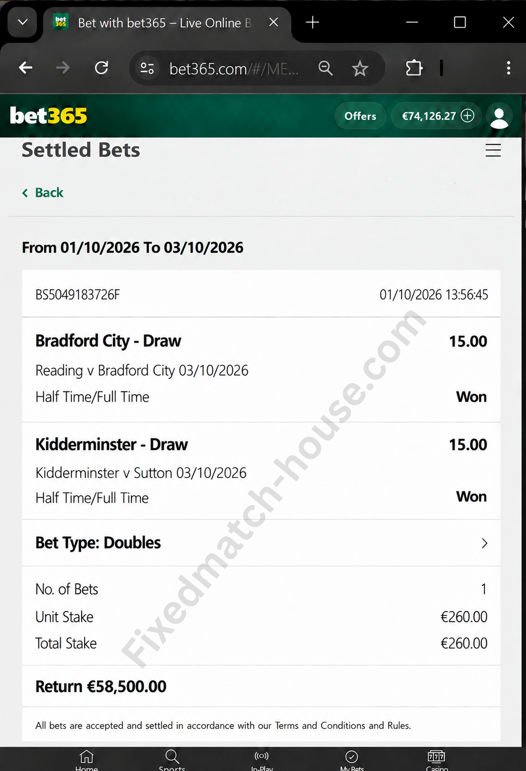 Sure win fixed matches