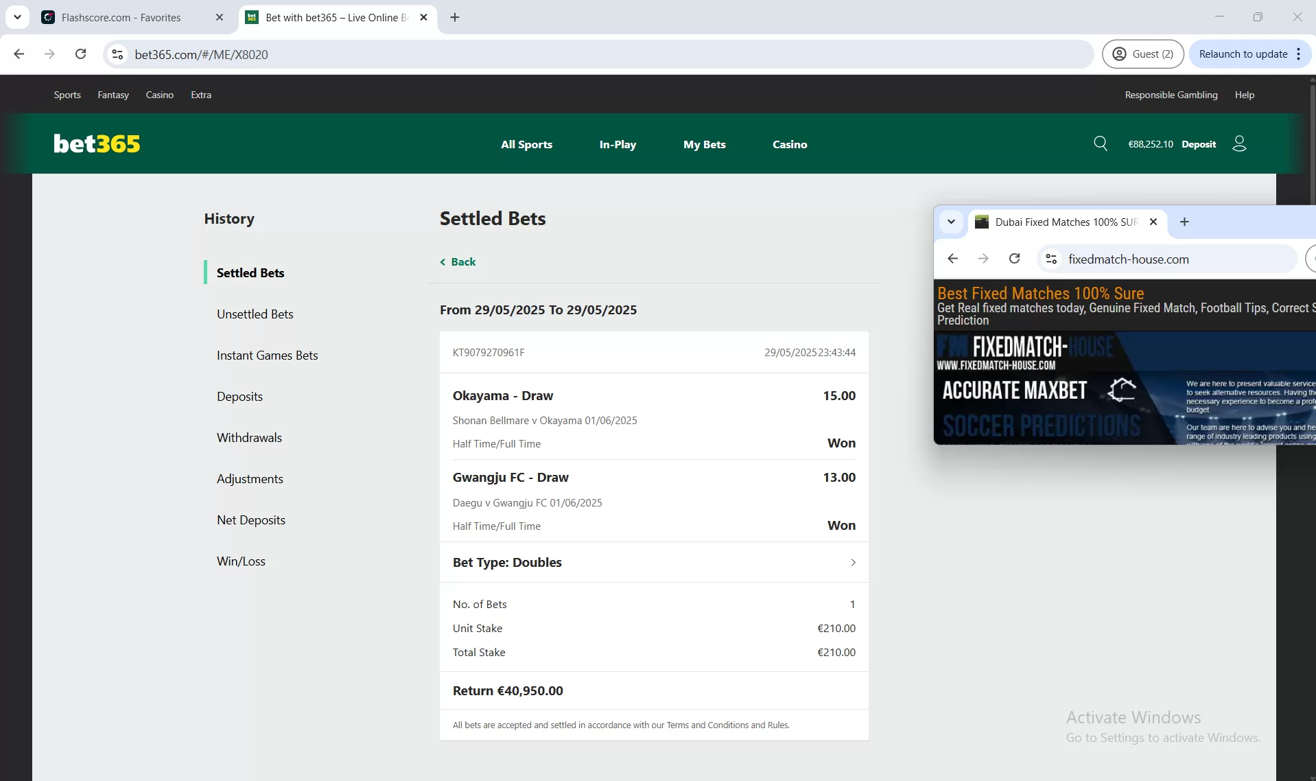 fixed matches draw today