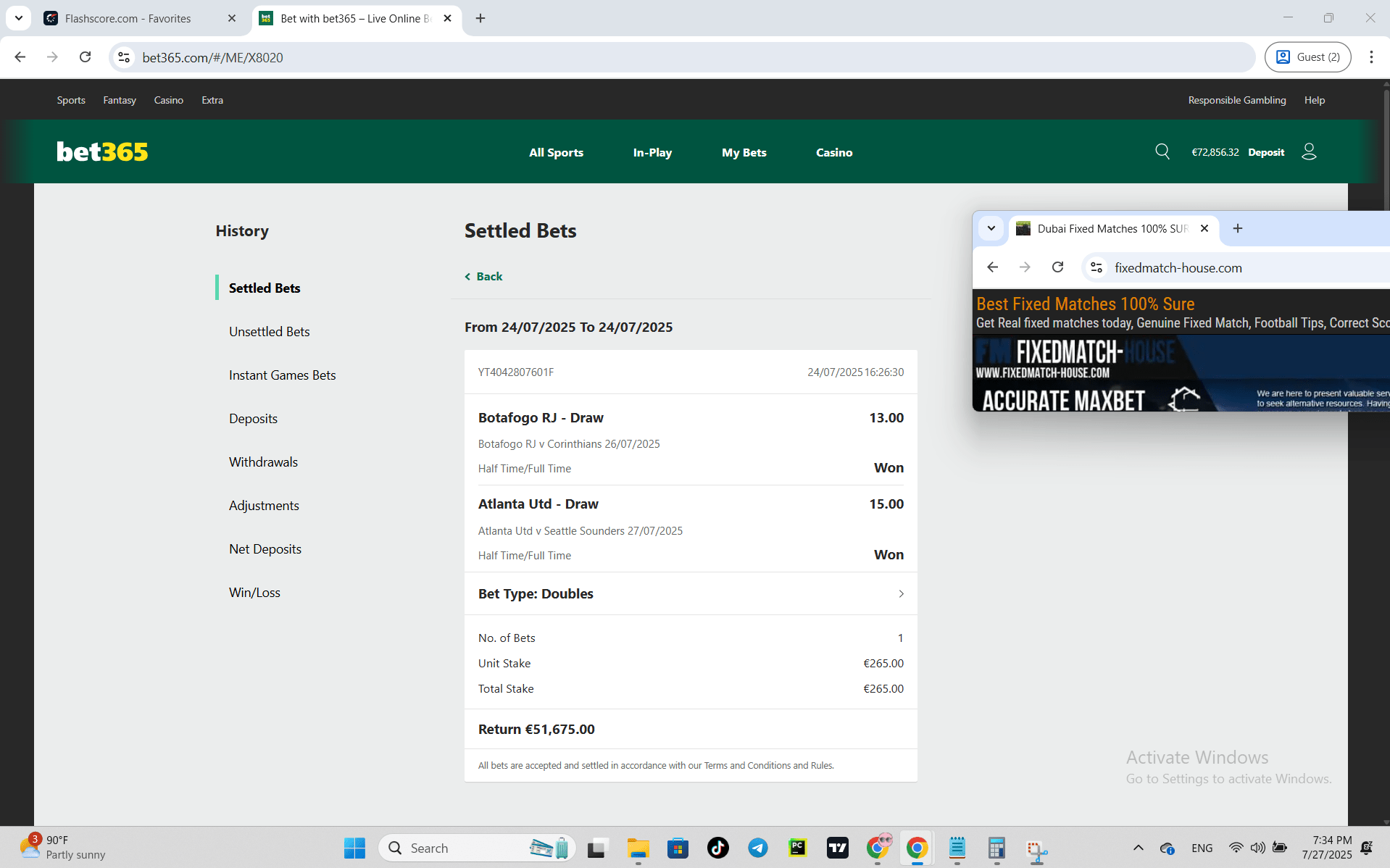 verified sellers fixed matches