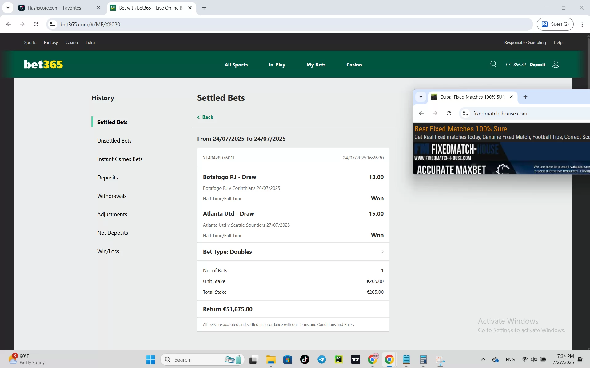 verified sellers fixed matches